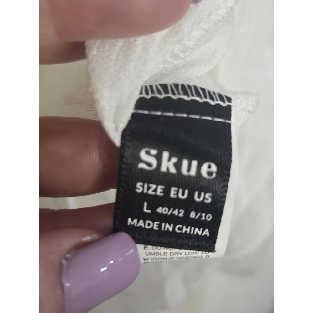 Skue White Sheer Long Sleeve Tie Front Blouse Size Large - Picture 3 of 4